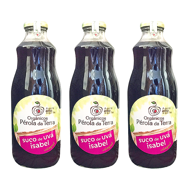 Kit 3 Suco De Uva Isabel Integral Orgânico Pérola Da Terra 1 L