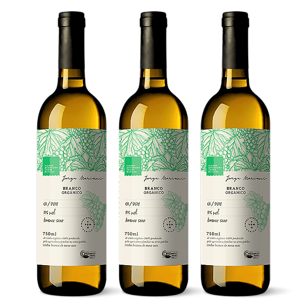 Kit 3 Vinho Branco Seco Orgânico Jorge Mariani 750 ml