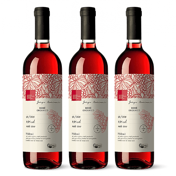 Kit 3 Vinho Rosé Seco Orgânico Jorge Mariani 750 ml
