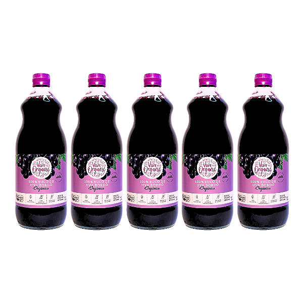 Kit 5 Suco De Uva Bordô Integral Orgânico Mariani 1 L