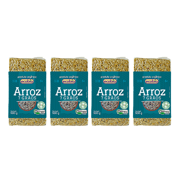 Kit 4 Arroz 7 Grãos Orgânico Alto Vácuo Ecobio 500 g