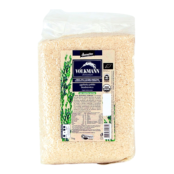 Arroz Branco Agulhinha (Longo Fino) Orgânico Biodinâmico À Vácuo Volkmann 5 kg