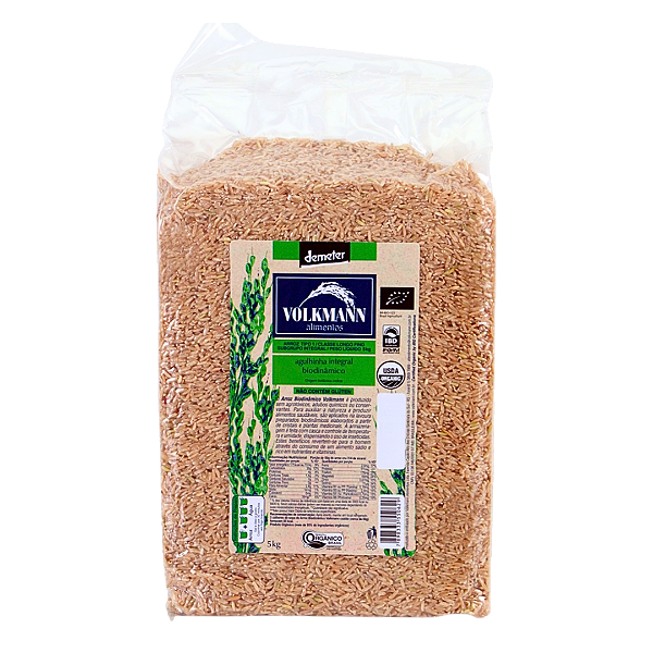 Arroz Integral Agulhinha (Longo Fino) Orgânico Biodinâmico À Vácuo Volkmann 5 kg