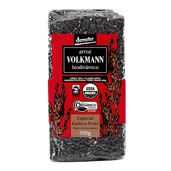 Arroz Preto Integral Especial Exótico Orgânico Biodinâmico À Vácuo Volkmann 500 g