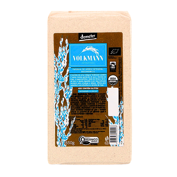 Farinha De Arroz Integral Agulhinha Orgânico Biodinâmico À Vácuo Volkmann 850 g