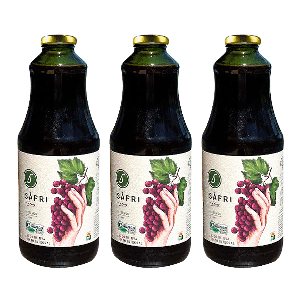 Kit 3 Suco De Uva Tinto Orgânico Sáfri 1 L