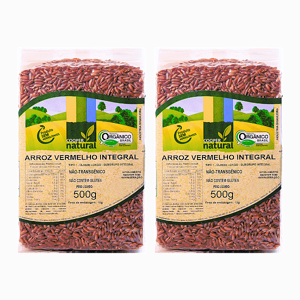 Kit 2 Arroz Vermelho Integral Orgânico À Vácuo Coopernatural 500 g