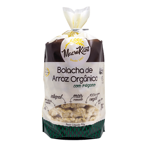Bolacha De Arroz Orgânico Com Orégano Macrokant 95 g