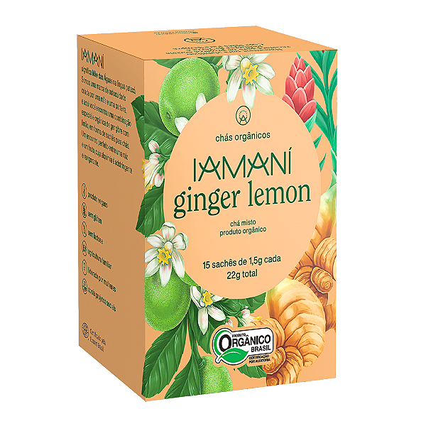 Chá Ginger Lemon Orgânico Iamaní 15 Sachês
