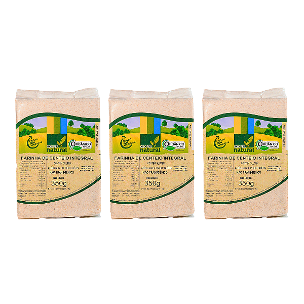 Kit 3 Farinha De Centeio Integral Orgânico À Vácuo Coopernatural 350 g