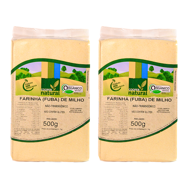Kit 2 Farinha de Milho Amarela (Fubá) Orgânica À Vácuo Coopernatural 500 g