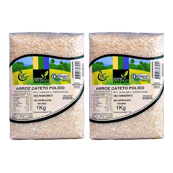 Kit 2 Arroz Cateto Polido Orgânico À Vácuo Coopernatural 1 kg