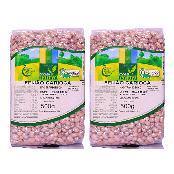 Kit 2 Feijão Carioca Orgânico À Vácuo Coopernatural 500 g
