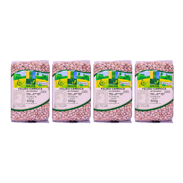 Kit 4 Feijão Carioca Orgânico À Vácuo Coopernatural 500 g