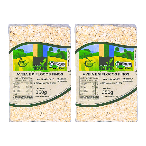 Kit 2 Aveia Em Flocos Finos Orgânica À Vácuo Coopernatural 350 g
