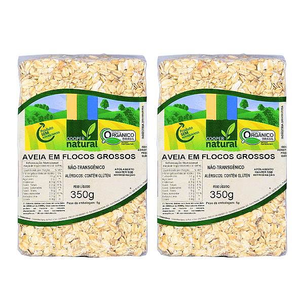 Kit 2 Aveia Em Flocos Grossos Orgânica À Vácuo Coopernatural 350 g
