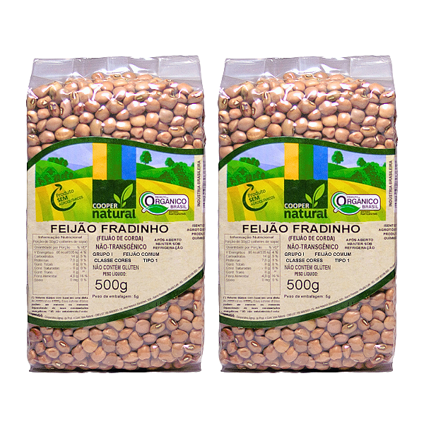 Kit 2 Feijão Fradinho (Feijão De Corda) Orgânico À Vácuo Coopernatural 500 g