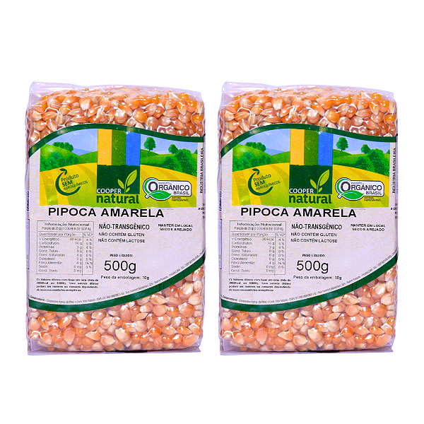 Kit 2 Milho de Pipoca Amarela Orgânica À Vácuo Coopernatural 500 g
