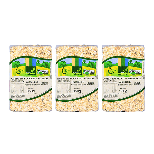 Kit 3 Aveia Em Flocos Grossos Orgânica À Vácuo Coopernatural 350 g