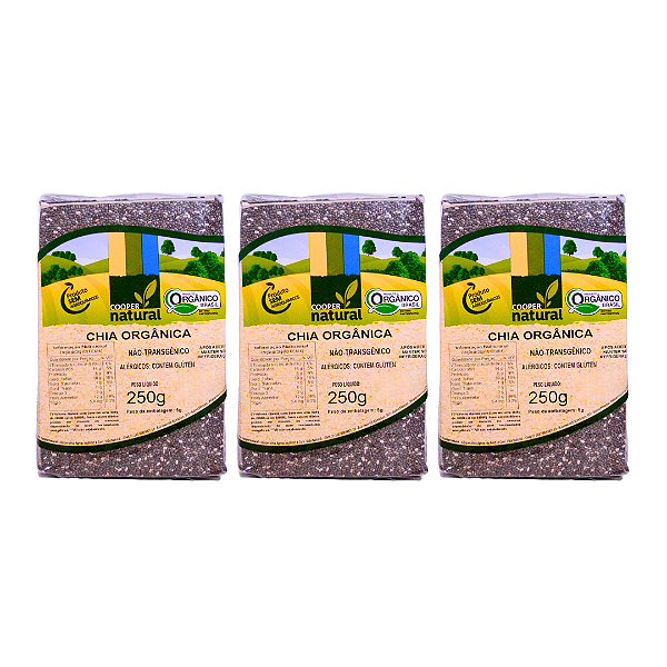 Kit 3 Chia Orgânica À Vácuo Coopernatural 250 g