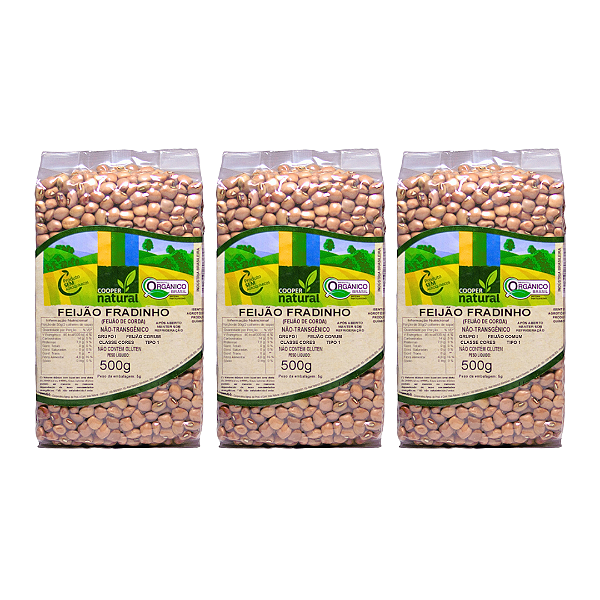 Kit 3 Feijão Fradinho (Feijão De Corda) Orgânico À Vácuo Coopernatural 500 g