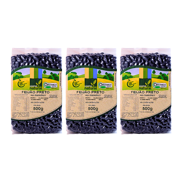 Kit 3 Feijão Preto Orgânico À Vácuo Coopernatural 500 g
