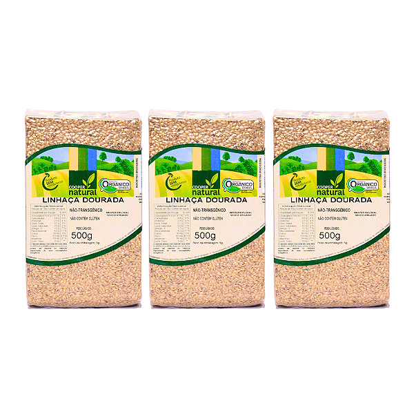 Kit 3 Linhaça Dourada Orgânica À Vácuo Coopernatural 500 g