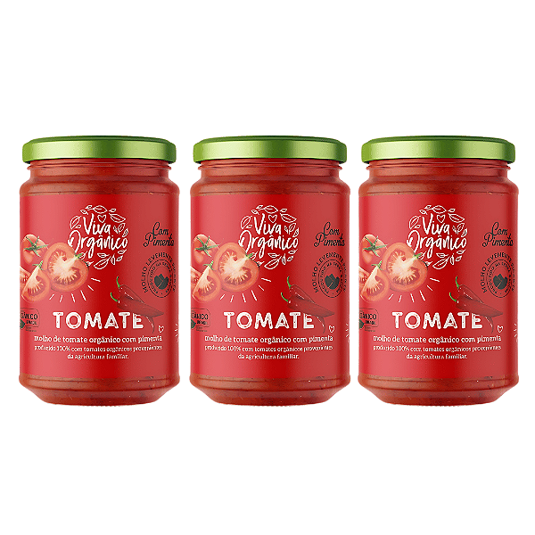Kit 3 Molho De Tomate Com Pimenta Orgânico Mariani 345 g