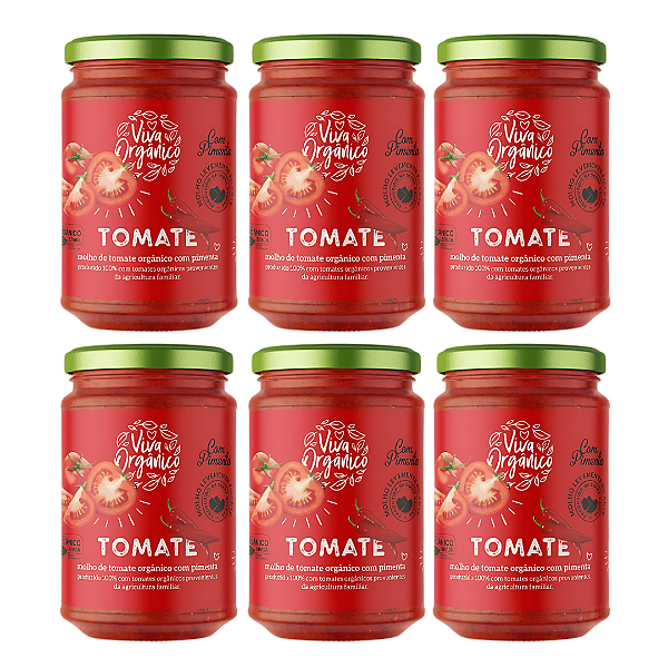 Kit 6 Molho de Tomate com Pimenta Orgânico Mariani 345 g