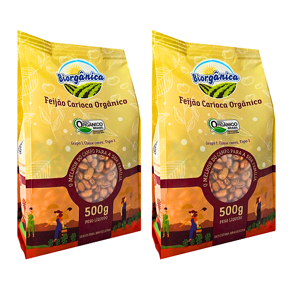 Kit 2 Feijão Carioca Orgânico Biorgânica 500 g