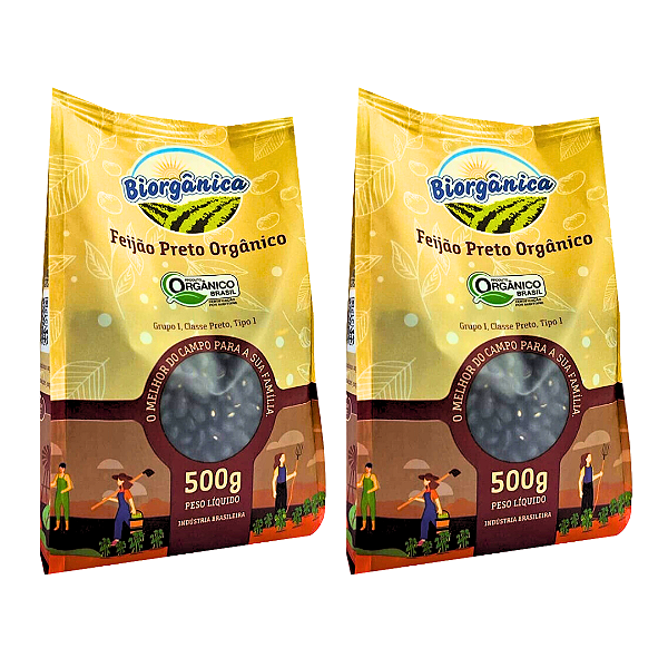 Kit 2 Feijão Preto Orgânico Biorgânica 500 g