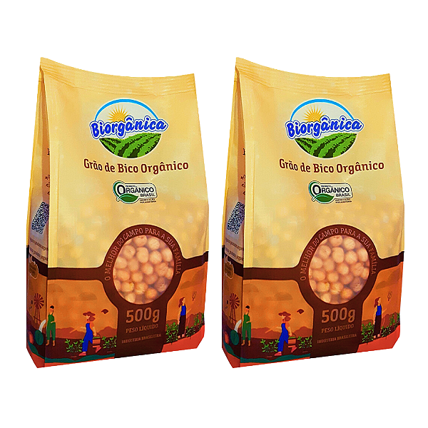 Kit 2 Grão De Bico Orgânico Biorgânica 500 g