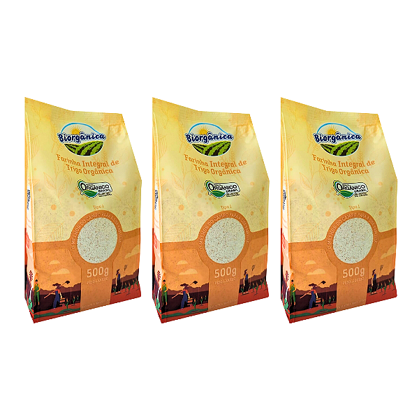 Kit 3 Farinha De Trigo Integral Orgânica Biorgânica 500 g