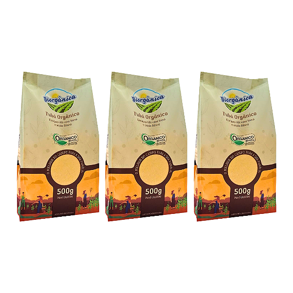 Kit 3 Fubá Orgânico Biorgânica 500 g