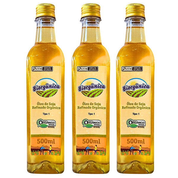 Kit 3 Óleo De Soja Orgânico Biorgânica 500 ml