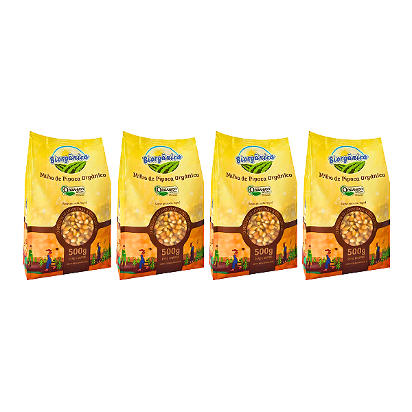 Kit 4 Pipoca Orgânica Biorgânica 500 g