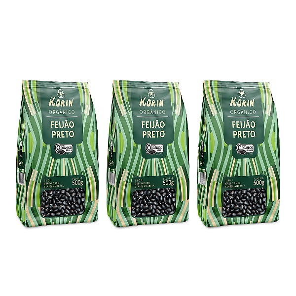 Kit 3 Feijão Preto Orgânico Korin 500 g