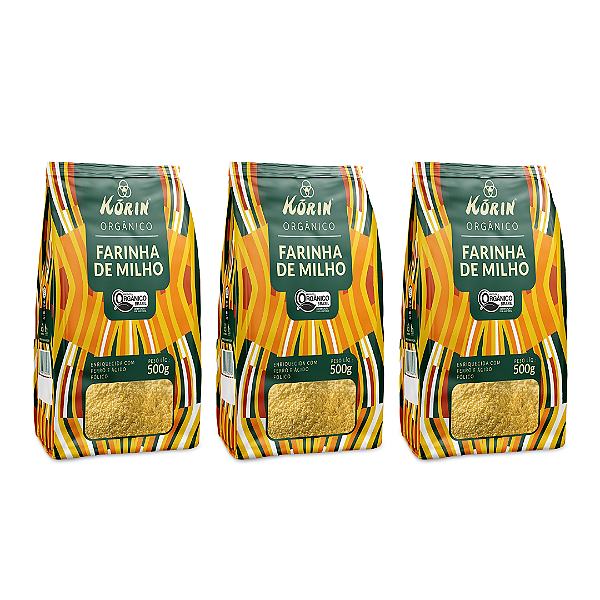 Kit 3 Farinha de Milho (Fubá) Orgânica Korin 500 g