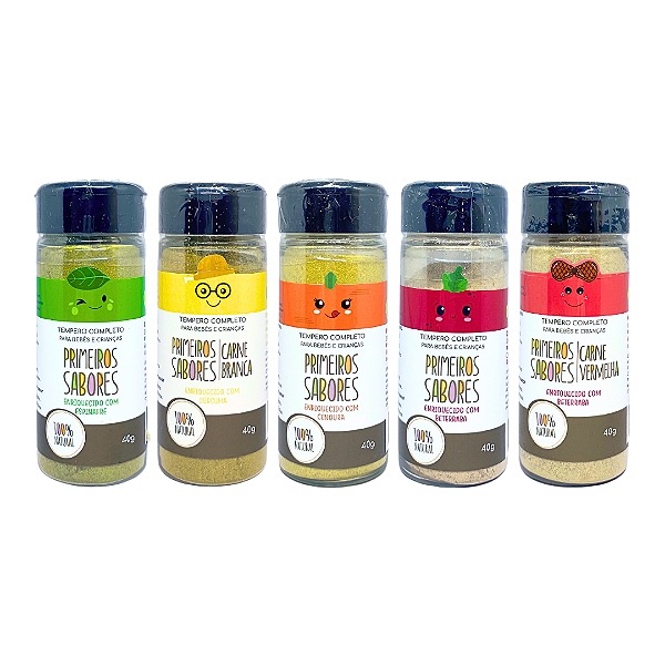 Kit 5 Tempero Primeiros Sabores Natural Para Carnes e Vegetais Terra Amor 40 g
