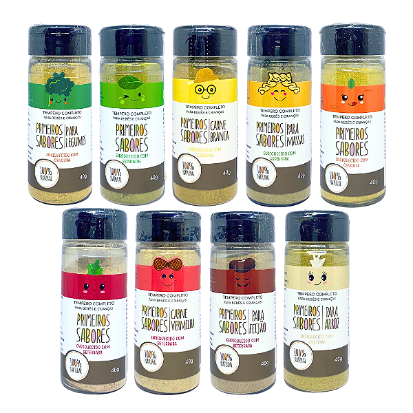 Kit 9 Tempero Primeiros Sabores Natural Todas as Variedades Terra Amor 40 g