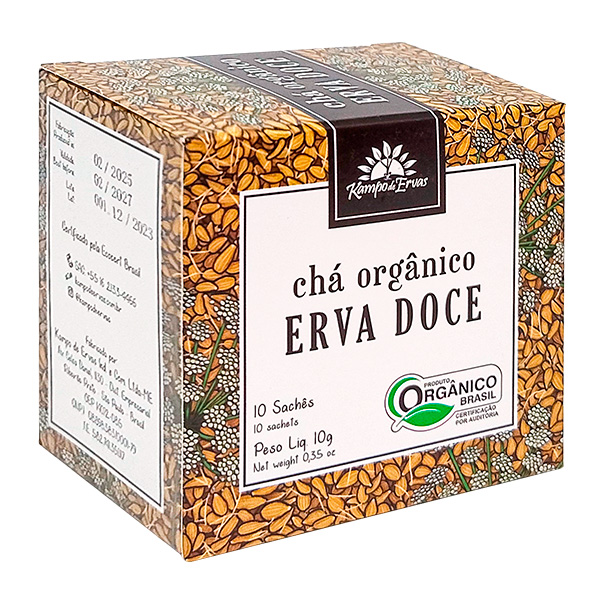 Chá de Erva Doce Orgânico Kampo De Ervas 10 Sachês
