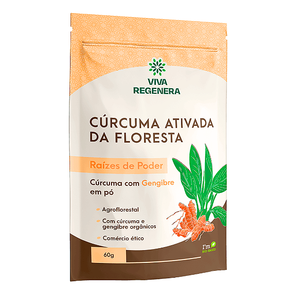Cúrcuma Ativada Raízes de Poder com Gengibre em Pó Viva Regenera 60 g