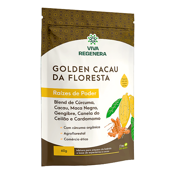 Golden Cacau da Floresta Raízes de Poder Viva Regenera 60 g