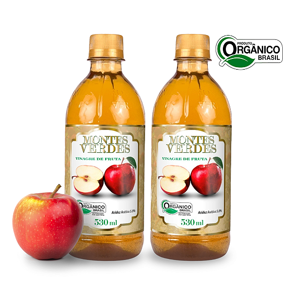 Kit 2 Vinagre De Maçã Orgânico Acidez 5% Montes Verdes 530 ml