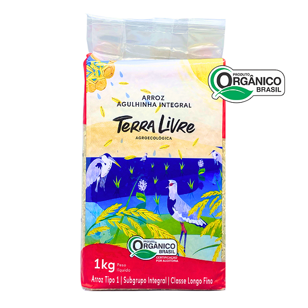 Arroz Integral Agulhinha (Longo Fino) Orgânico à Vácuo Terra Livre 1 Kg