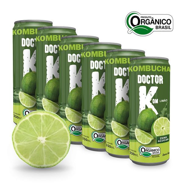 Kit 6 Kombucha Orgânica Zero Açúcar Doutor K Limão 350 ml