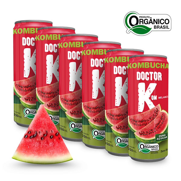 Kit 6 Kombucha Orgânica Zero Açúcar Doutor K Melancia 350 ml