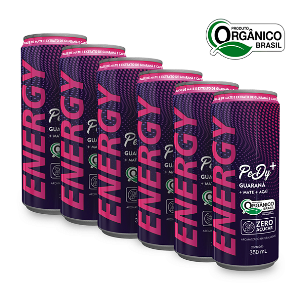Kit 6 Energético Energy Orgânico Zero Açúcar Guaraná Mate Açaí Pedy+ 350 ml