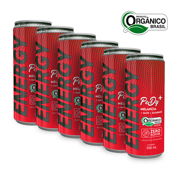 Kit 6 Energético Energy Orgânico Zero Açúcar Melancia Mate Guaraná Pedy+ 350 ml