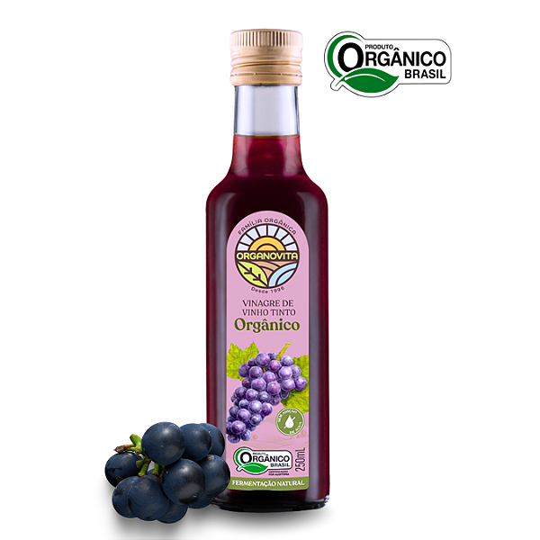 Vinagre De Vinho Tinto Orgânico Organovita 250 ml